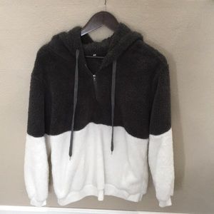Fuzzy half zip hoodie